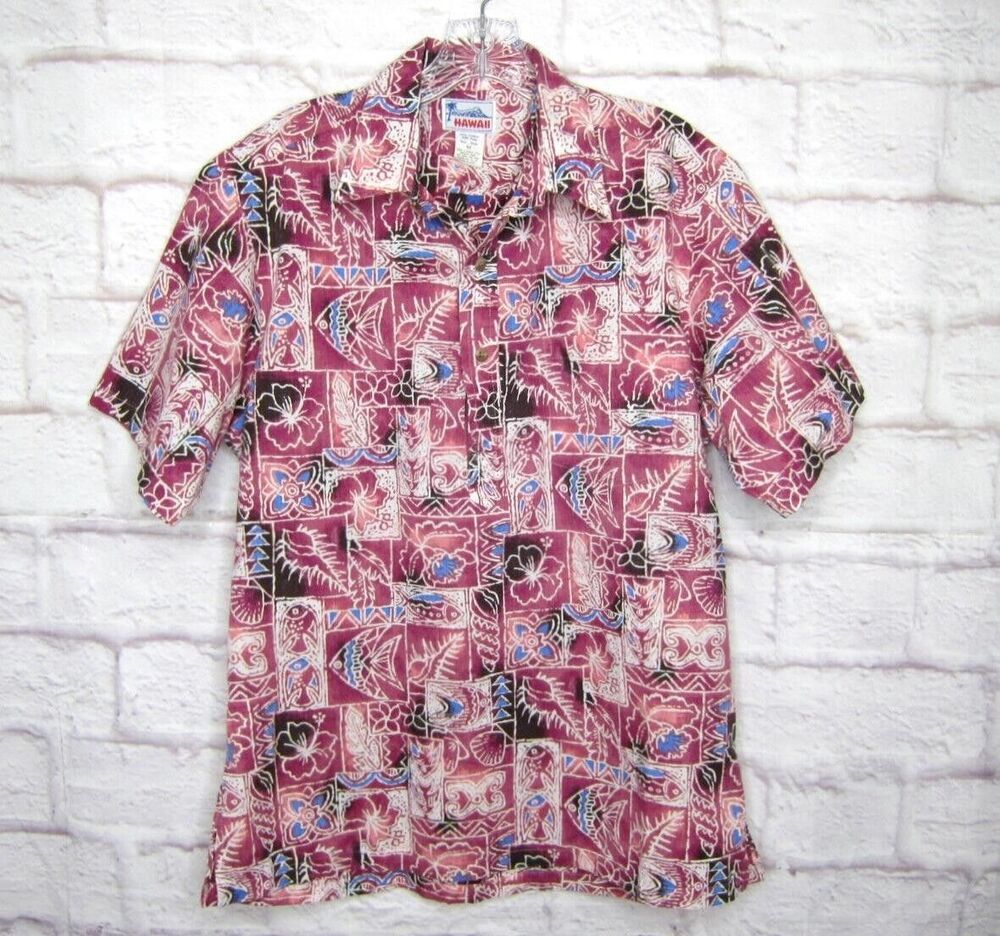 Vintage Hawaiian Aloha Shirt Made In Hawaii Men's M Reverse print Pull over